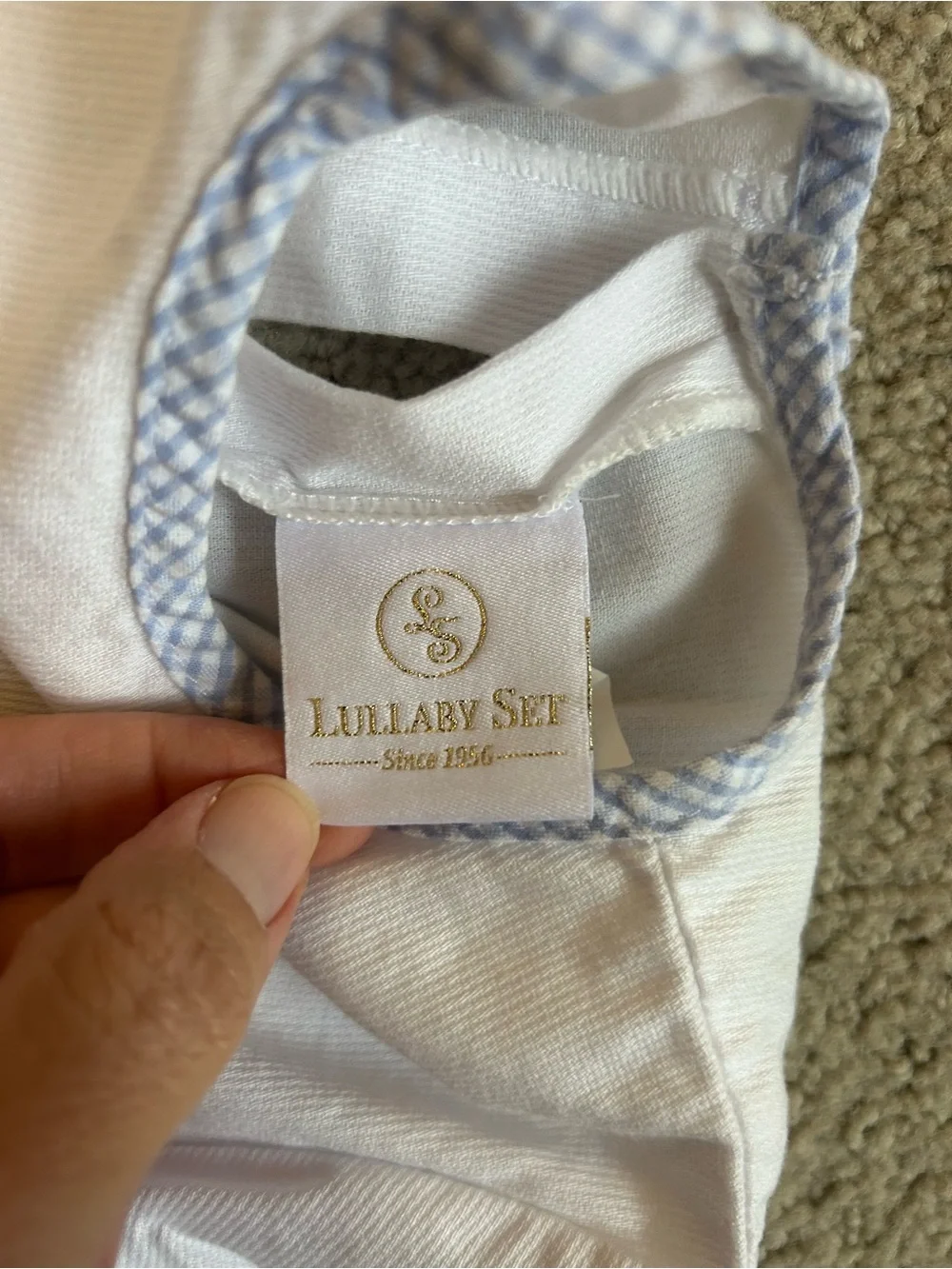 Lullaby Set White & Light Blue Baby Bunny Diaper Set
